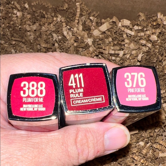 Maybelline Lipstick Trio #388 #411 #376 3 pc lot - Picture 2 of 3